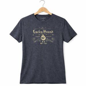 Lucky Brand Graphic Tee Men’s Medium Charcoal Tri-Blend Vintage Logo T-Shirt